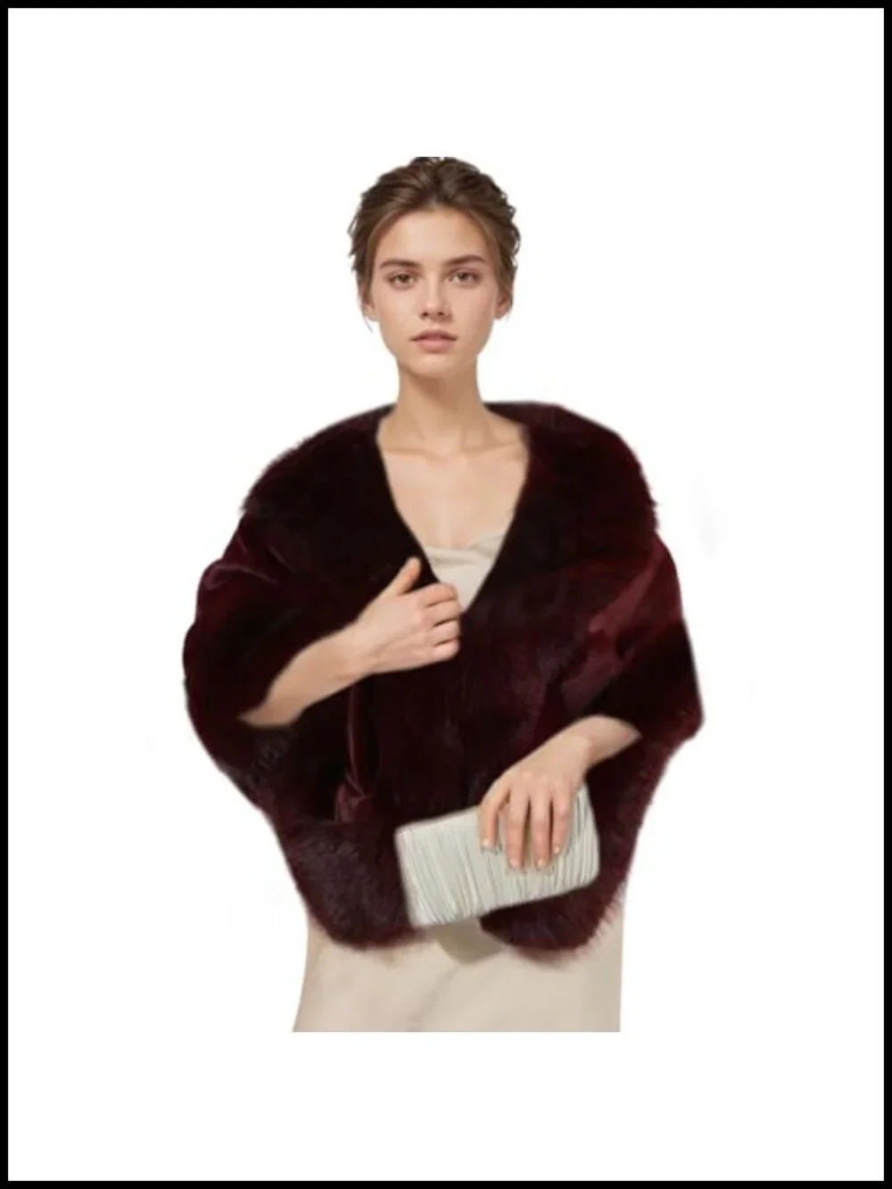 Faux Fur Wrap Cape Shawl Winter Warm Luxury Cloak Party Evening Formal Coat